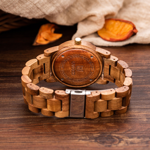 Relojes de madera de <span class=keywords><strong>Mango</strong></span> de lujo para hombre y mujer, de marca personalizada, informal, de cuarzo, UWOOD, Koa, de madera de Acacia de oliva - Product Image 2