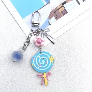 Cute Acrylic Lollipop Keychain With <b>Flower</b> Bead Bowknot Charm <b>Sweet</b> Candy Style Bag Pendant Fashion Accessory Decorative Key - Product Image 4