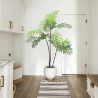 Arbre artificiel Jacaranda en pot, feuillage vert réaliste de luxe, plante artificielle pour la décoration de hall d'entrée ou de bureau