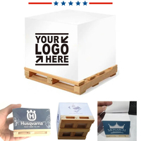Bloc-notes autocollants carrés personnalisés avec palette en bois, cadeau promotionnel personnalisable pour le bureau/l'école/la maison