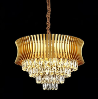 Lustre en cristal décoratif de luxe or/noir, hauteur réglable, luminaire suspendu en cristal pour la maison/l'hôtel (80022-D500)