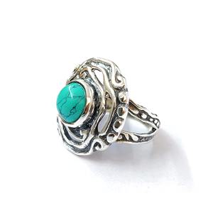 Bague en turquoise, argent sterling 925, bague en pierre précieuse, turquoise, collection artisanale, bagues fines, bijoux en argent, prix de gros - Product Image 3