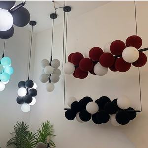 Lámpara colgante RGB de diseño de 90cm, candelabros de bola de cristal de altura ajustable de tela de terciopelo de lujo para <span class=keywords><strong>DJ</strong></span> Party Coffee Shop-2026 - Product Image 1