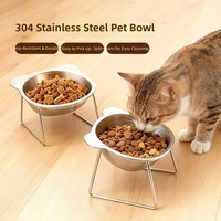 Bol à eau pour animaux de compagnie en acier inoxydable 304 de qualité alimentaire, protection du cou surélevé, résistant aux hautes températures, anti-renversement, bol à nourriture pour chien et chat