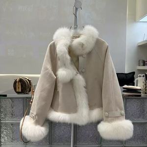 Commercio all'ingrosso 2025 autunno moda donna soffice pelliccia di volpe giacca S capospalla chiusura con bottone in corno motivo stampato traspirante - Product Image 2