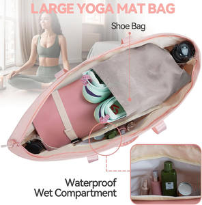Échantillon gratuit, sac de sport de fitness mini en nylon élégant avec logo personnalisé, sac de voyage léger imperméable pour femme, sac de sport noir, tapis de yoga - Product Image 5