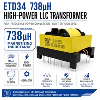 CHIPSEN ETD34 738uH Maßgefertigter LLC Resonanz-Leistungstransformator Industrielles Netzteil Hochfrequenz-Ferrittransformator