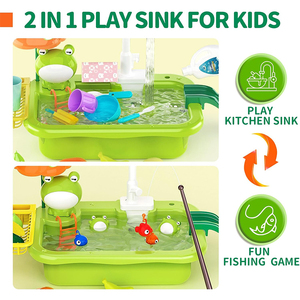 Jeu de pêche 2-en-1 flottant pour piscine et jeu d'imitation de cuisine avec robinet électrique et évier à eau courante - Product Image 2