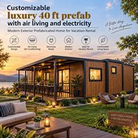 Maison préfabriquée de luxe personnalisable de 40 pieds avec climatisation et électricité, extérieur moderne, idéale pour la location de vacances