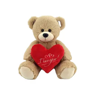 Boneka beruang Teddy lembut kustom baru dengan mainan bantal hati untuk hadiah