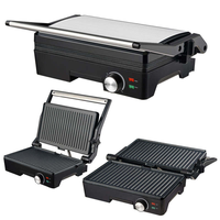 Anbolife HOT 1000W Mini Grill Électrique Sans Fumée pour Intérieur, Appareil de Cuisine Compact, Mini Grill de Contact pour 2 Tranches