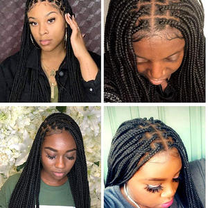 Venditori all'ingrosso di parrucche anteriori in pizzo intrecciato africano <span class=keywords><strong>con</strong></span> <span class=keywords><strong>capelli</strong></span> del bambino per le donne parrucca in pizzo intrecciato parrucche sintetiche intrecciate senza colla - Product Image 6