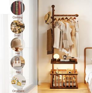 <span class=keywords><strong>Perchero</strong></span> Moderno de Madera Portátil para Entrada, Colgador de Ropa, Cesta de Almacenamiento de Accesorios y Artículos Diversos - Product Image 3