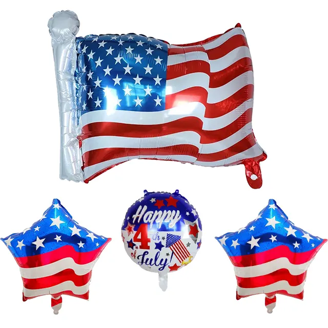 Palloncini gonfiabili per il giorno dell'indipendenza bandiera americana palloncino a elio rotondo con stagnola felice di luglio per la decorazione del giorno dell'indipendenza americana