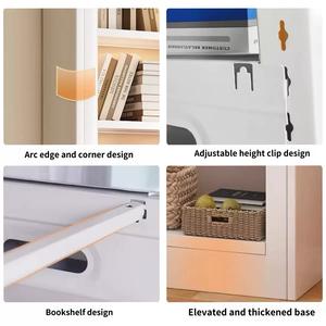 Étagère <span class=keywords><strong>d</strong></span>'<span class=keywords><strong>angle</strong></span> en acier pour la maison, salon, bureau, design contemporain, <span class=keywords><strong>blanche</strong></span>, 5 étagères réglables, portable - Product Image 3