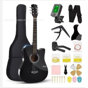 Guitarra Acústica de 38 Pulgadas con Pastilla, Acabado Mate, Guitarra de Práctica para Principiantes, Instrumentos Musicales - Product Image 1
