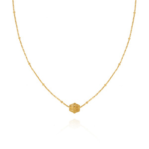 Collier ras du cou tendance en acier inoxydable plaqué or avec motif géométrique, perle de nacre et nom personnalisé, bijoux baroques pour femme - Product Image 2