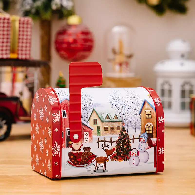 Weihnachten Santa Mailbox Lagerung, Dosen Behälter für Süßigkeiten Kekse Kleine Mini Zinn Mailbox Strumpf Stuffer Kids Play Mailbox/