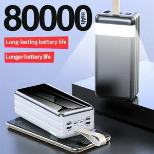Super gran capacidad 80000 Mah banco de energía portátil batería de litio 10W adaptador de viaje Universal para <span class=keywords><strong>iPhone</strong></span> hogar negro blanco - Product Image 5