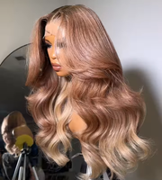 30 pouces femmes 13x4 pré-plumé dentelle frontale perruque longue vague de corps brésilien cheveux avec Highlight couleur cheveux humains