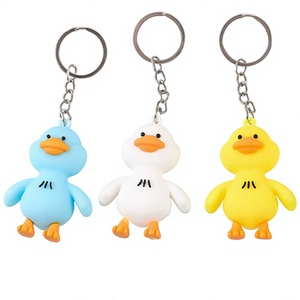 Creative Cartoon Lovely Duck 3D Light Keychain Soft PVC Rubber Keyring Car Key Chain Backpack Handbag Charm
