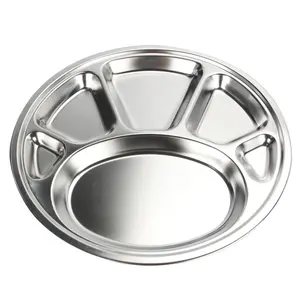 New product factory supplier 201 stainless steel 5 compartment plate ,stainless steel dinner plate