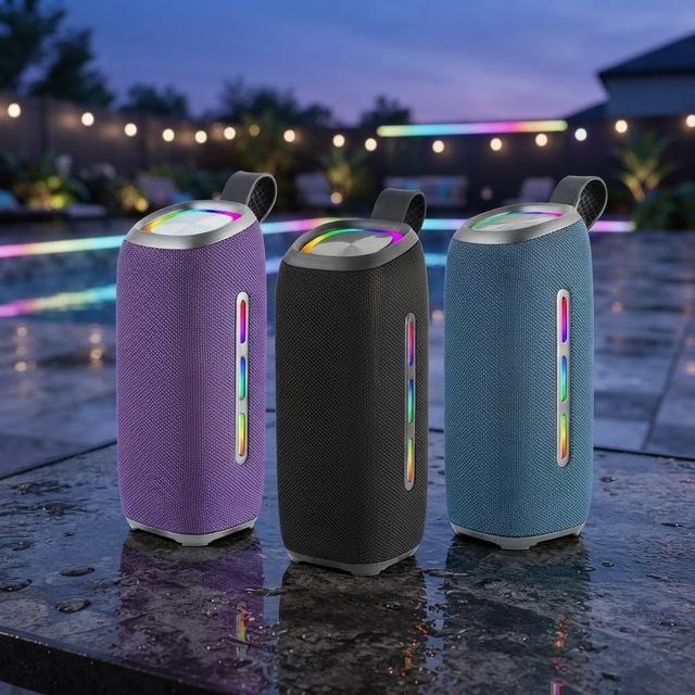 High-Power Bass RGB Colorful Wireless Outdoor Waterproof for AirPlay Speaker with Plastic & Metal Cabinet