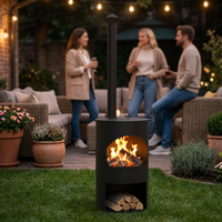 Cheminée de jardin à structure KD personnalisée avec porte en maille pour copeaux de bois et barbecue