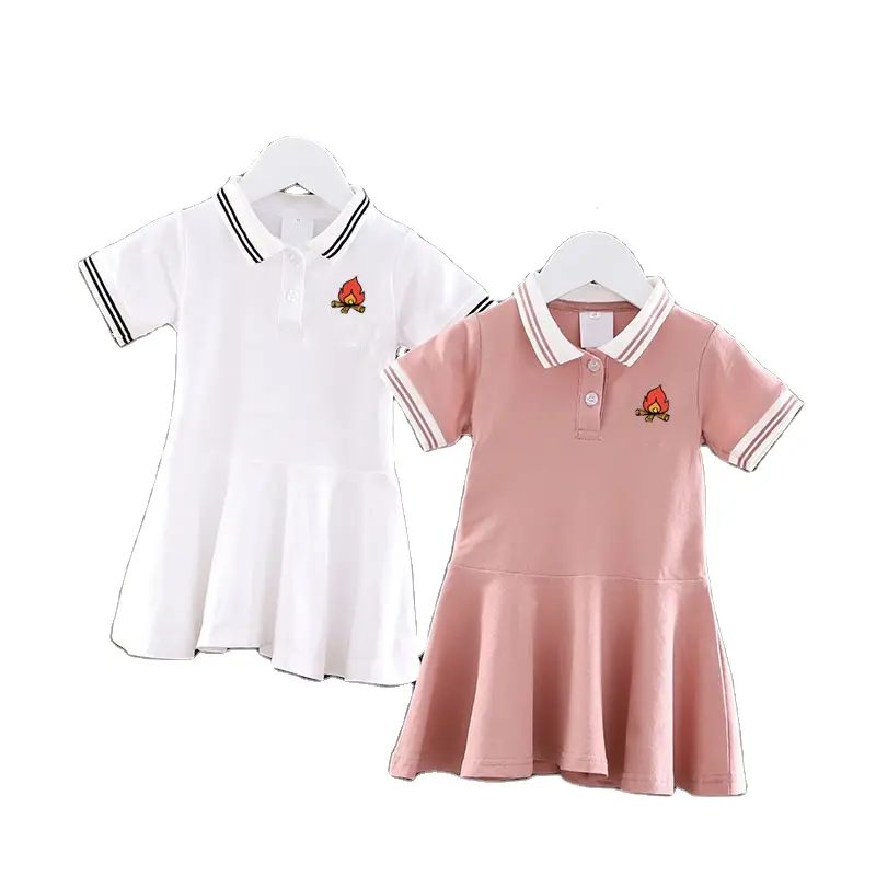 Quần áo trẻ em cho trẻ mới biết đi cô gái thoáng khí dệt kim Jersey vải Polo DRESS OEM nhà máy làm cho mùa thu