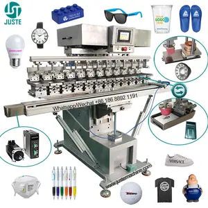 Multi 12 Color Pad Printing Machine Bandeja De Tinta Aberta Servo Motor PLC Tamanho Grande Pad Impressora Para Cerâmica Dinner Plate Copo De Plástico Logotipo