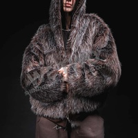 Veste à capuche en fausse fourrure thermique surdimensionnée personnalisable blouson bombardier d'hiver manteau blouse pour hommes unisexe