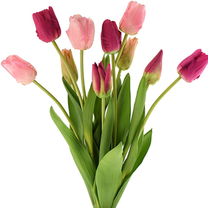 INUNION alta calidad PU Faux tulipán flores púrpura flores artificiales Real Touch tulipán para Decoración - Product Image 1