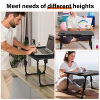 Bureau portable pour lit, réglable, avec port de charge USB, tiroir de rangement et étagère, pliable, pour télétravail et étudiants