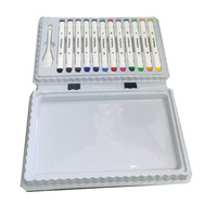 Ensemble de marqueurs magnétiques flottants pour dessin et coloriage, 12 couleurs, pointe plate de 6 mm, pour tissu, effaçable et double face