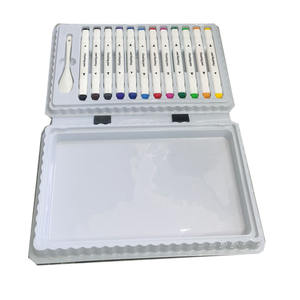 Çizim 12 renk güvenli boyama boyama manyetik yüzen işaretleyici seti düz 6mm ucu ile kumaş silinebilir ve çift taraflı yazma - Product Image 3