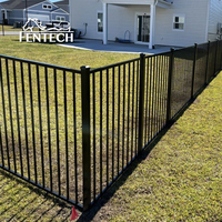 Fentech Durables 4 'X 6' Panel de valla de aluminio Ornamental Aluminio Flat Top 2 Rail Fence
