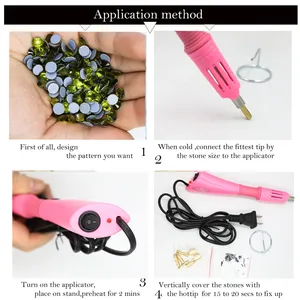 Kit d'outils d'application de strass thermocollants DIY rose et violet avec prise US/EU pour machines à strass VC Wholesale - Product Image 6