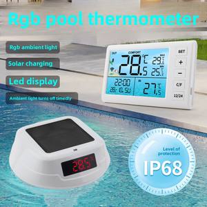 Termômetro sem fio inteligente piscina com energia solar e display LED IP68 impermeável termômetro de água flutuante - Product Image 2