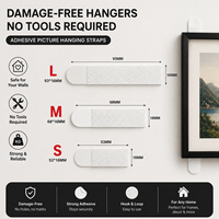 Sangles adhésives noires pour accrocher les tableaux sans dommages, faciles à déchirer et à extraire, sans outils requis, pour la maison, crochets et boucles adhésives murales