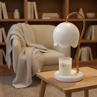 Lily Shade Lampu Penghangat Lilin Elektrik Logam Ramah Lingkungan Peleleh Lilin Beraroma Tinggi Tanpa Api Lampu Aromaterapi Dekorasi Rumah