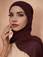 Foulard en mousseline de soie perlée de couleur unie pour femmes Style arabe décontracté longue écharpe adaptée à un usage quotidien du Moyen-Orient Hijab