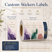 Étiquette autocollante en rouleau pour bouteille de poudre de peptides, logo personnalisé, impression vinyle haute viscosité, résistante à l'eau et à la chaleur, pour emballage