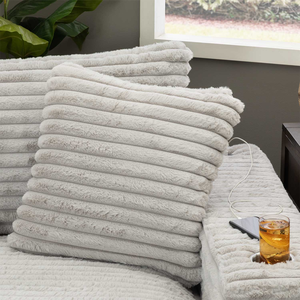 أريكة ثابتة من جي إس مع منافذ شحن يو إس بي، قماش كوردوروي، وسادتان، حاملات أكواب، أثاث غرفة المعيشة - Product Image 5