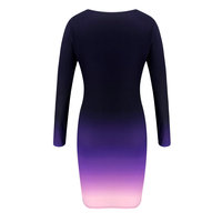 Vestido Largo Sencillo QY, Vestido Degradado, Ropa de Oficina, Vestido Elegante para Mujer, Nuevo Vestido de Manga Larga para Mujer, Falda Ajustada Elástica