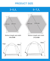 Personnalisé Kemah Namiot Tenda Carpa Zelt famille hexagonale pliante luxe automatique yourte dôme plage Glamping Camping tentes de plein air