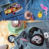 Badges en Textile de forme irrégulière personnalisés, 50 pièces, badge en tissu sergé, Logo de Bus, de bière, pour gilet, bon marché