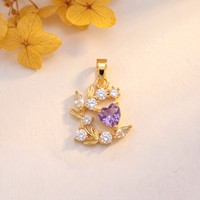 Pendentifs en zircon incrusté de formes variées et en forme de cœur, série violette, à la mode, pour la fabrication de bijoux DIY, vente en gros