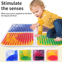 Dalles de sol sensorielles liquides en plastique ABS créatives, amusantes et durables pour enfants, usage éducatif à domicile, 4 pièces