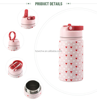 Venta caliente 12oz 350ml Niños Termo de viaje aislado de acero inoxidable Botella de agua con pajita y tapa de diseño personalizado