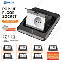 Prise de sol industrielle XIMLON standard française non-mise à la terre 125V 120mm 3/2/1 16A/10A en acier inoxydable avec ports USB-C, garantie 10 ans